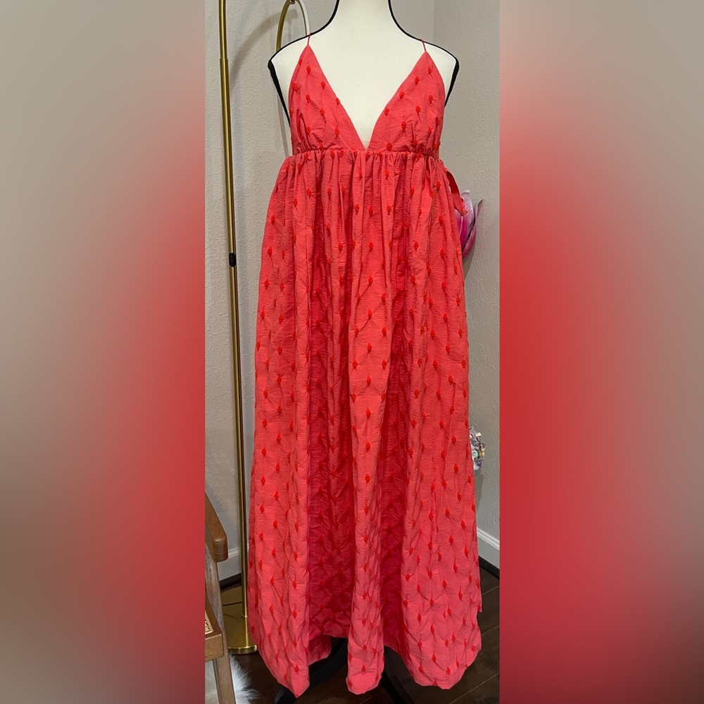 FREE PEOPLE Primmy Midi Dress Ice Coral Size Large New With Tags - Picture 8 of 9